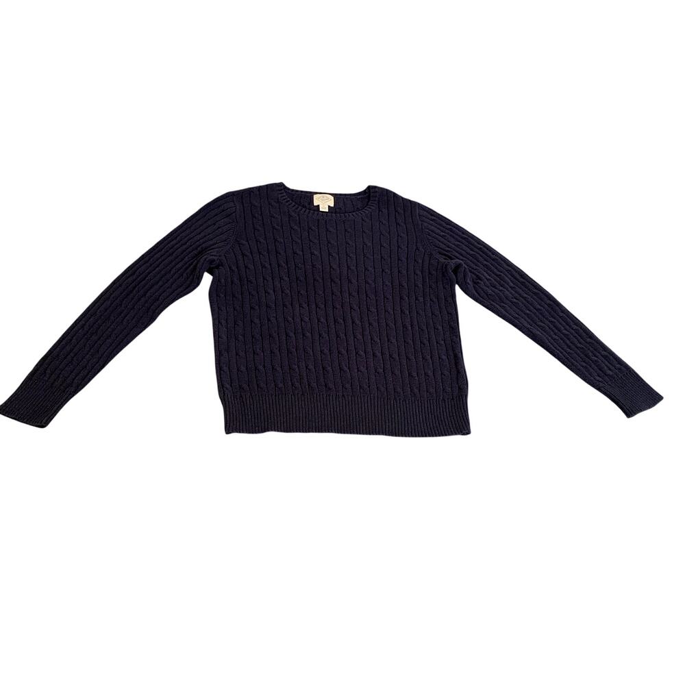 Women's St. John's Bay Navy Cable Knit Crew Neck Sweater Size XL
